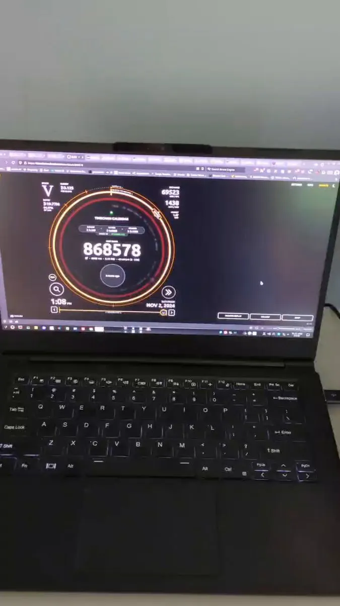 Still from Bitcoin Reef’s video: the LNbits payment screen on a laptop