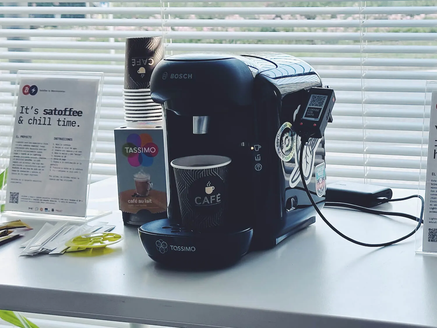 A Satoffee serving coffee at a Bitcoin meetup